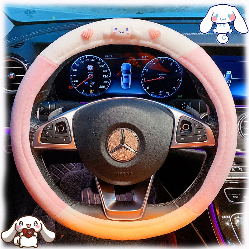 Sanrios Cinnamoroll Mymelody kawaii Cartoon 37-38cm Anime Plush Car  Steering Wheel Cover non-slip Steering Wheel Protector