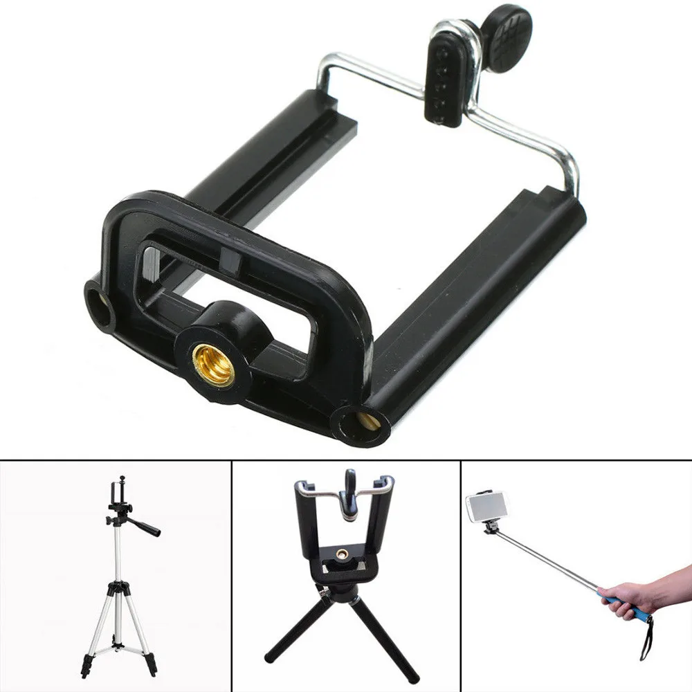 New Moblie Phone Tripod Mount Holder Camera Tripod Stand Suporte Celular Clip Clamp Bracket Monopod Selfie Stick Stand Adapter