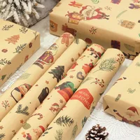 20/2pcs Vintage Christmas Gift Wrapping Paper Single-sided Kraft Bouquet Wrapping Paper for Xmas Birthday Party New Year Decor 2