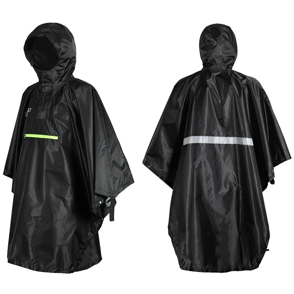 Poncho De Pluie Imperméable Linzrcrry - Hommes/Femmes, Bandes Réfléchissantes, Capuche Adjustable