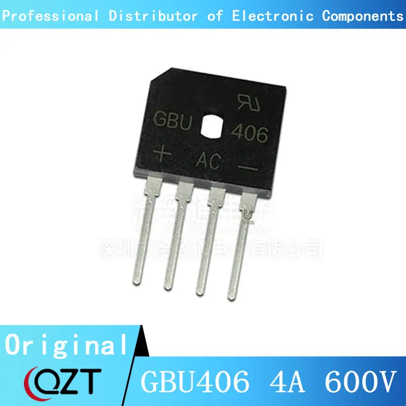 10pcs/lot GBU406 Bridge Rectifier Diode 4A 600V GBU-4 (SIP-4) Single Phase Full Wave 4 Amp 600 Volt GBU 406 chip New spot 1box her102 her103 her104 her105 her106 her107 her108 her153 her202 her203 her204 her205 her206 her207 her208 rectifier diode