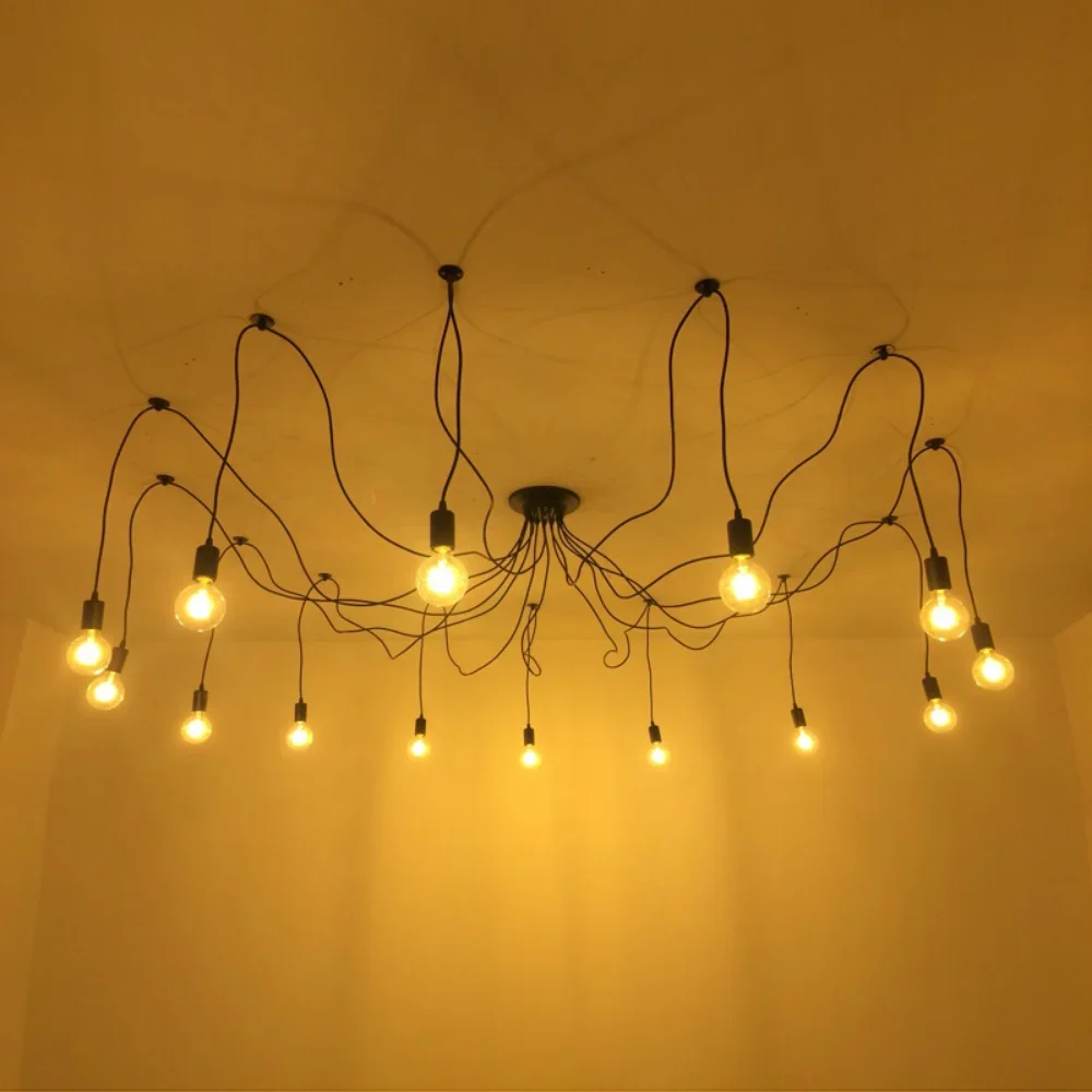 3/6/8/10 Heads Nordic Spider Chandelier Industrial Pendant Lamp E27 Loft Edison Industrial AC 110-220V Hanging Pendant Lights 5