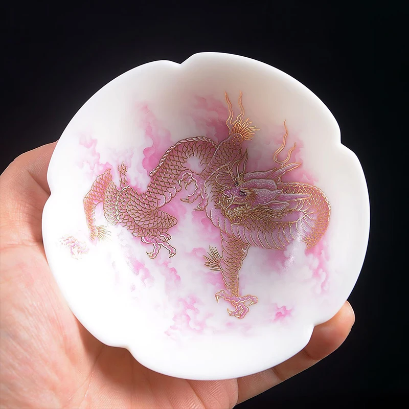 Porcelain Handmade Cup Accessories Teware Peking Opera Phoenix Loong For Puer Kung Fu White Red Tea tea cup