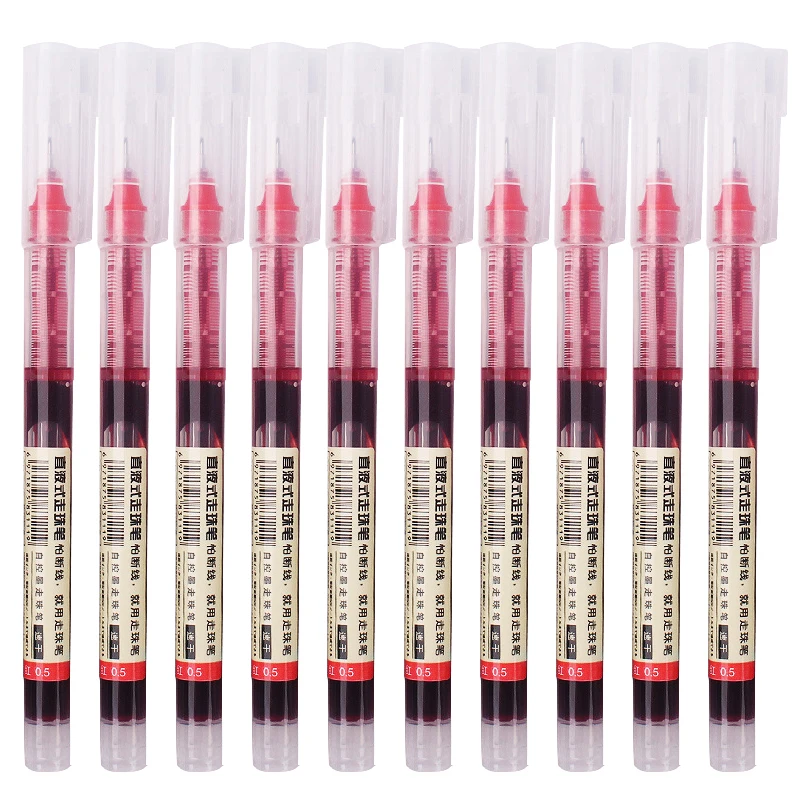 5-10 Teile/satz Nadel Typ Gel Stifte Schwarz/Blau/Rot Gerade Flüssigkeit Kugelschreiber Kawaii Schreibwaren Schule büro Supplie – Detail 8