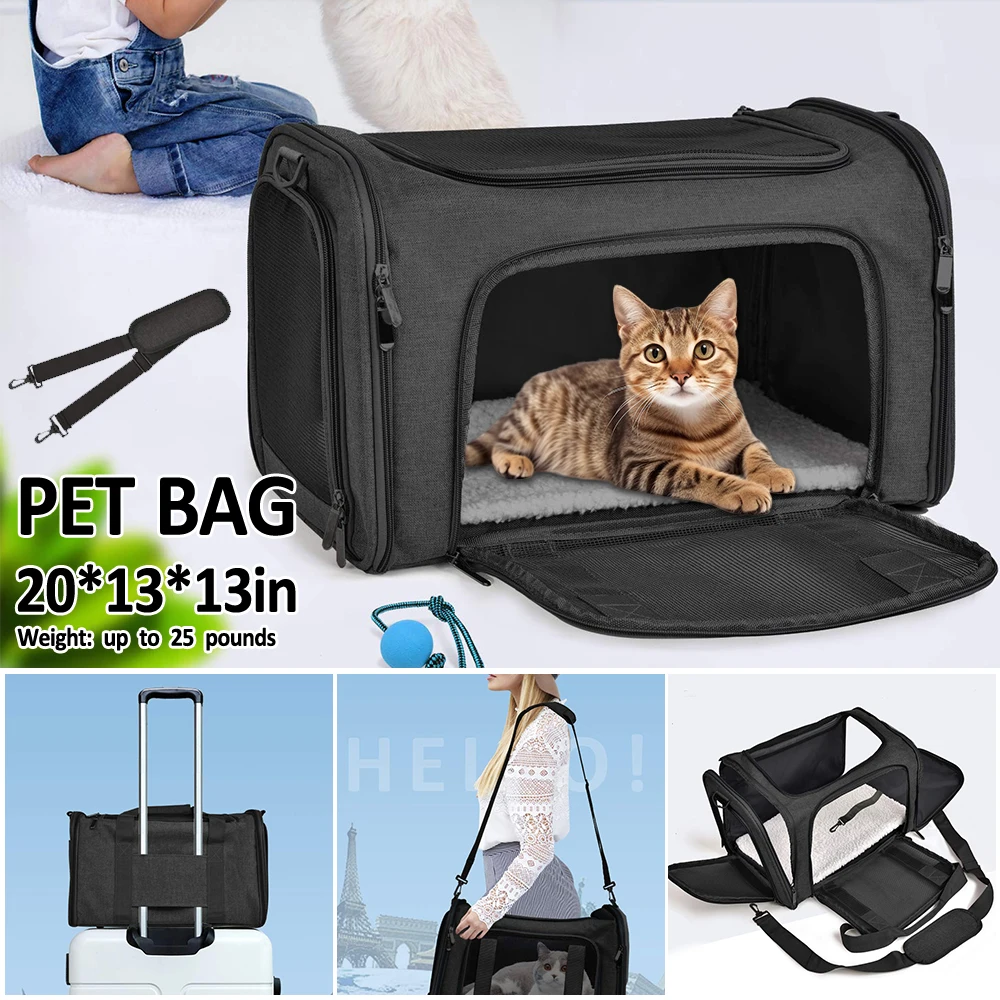 Large Cat Carriers Dog Carrier Pet for Small Medium Cats Dogs Collapsible Travel