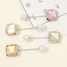  4pcs/6pcs Women Men's Brooches Lapel Pin for Scarf Shawls Long Neddle Square Round Brooch Pins for Wedding Fashion Mens Jewelry 