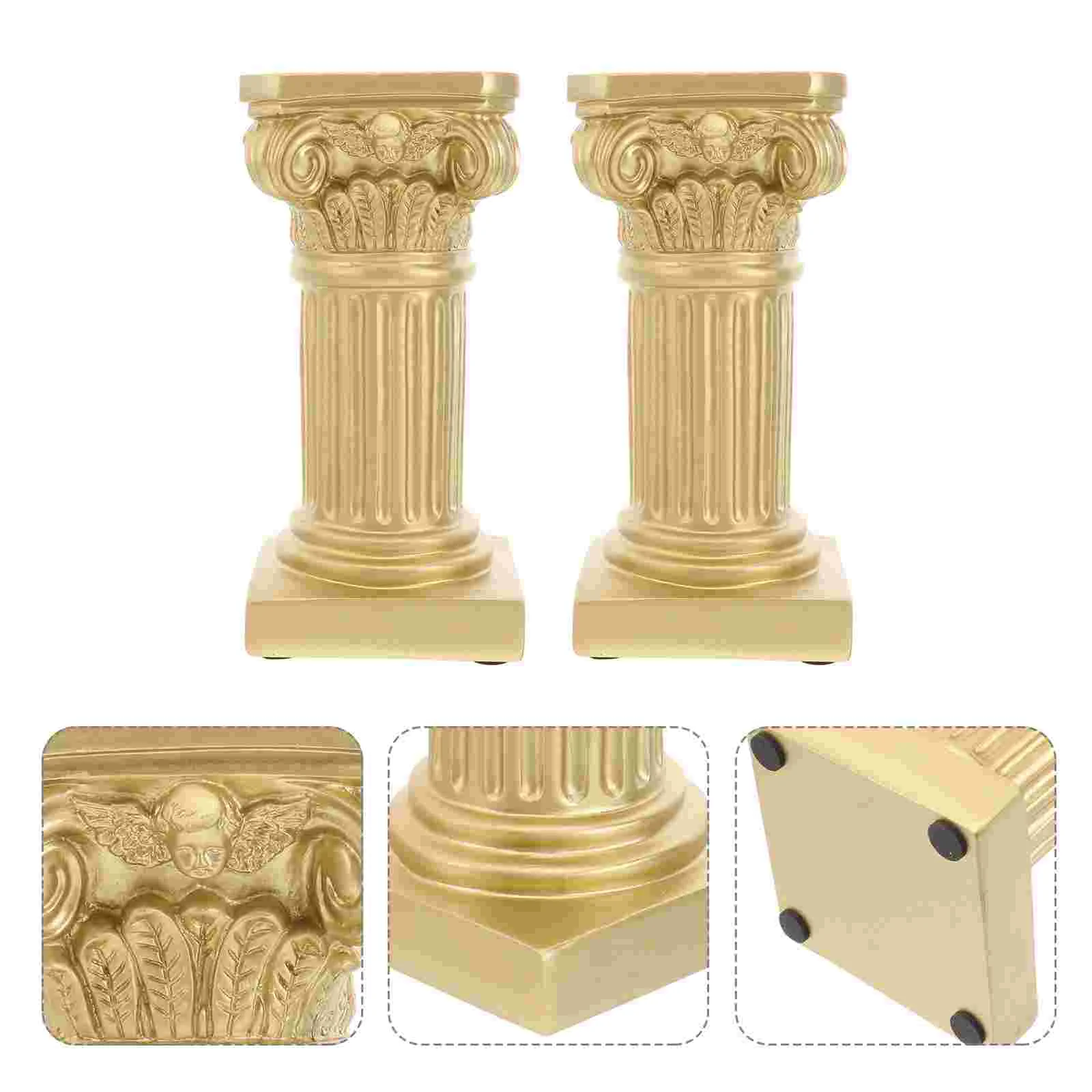 

2 Pcs European Style Roman Column Garden Statues Vintage Decor Pillar Figurine Simple Scene Layout Ornament