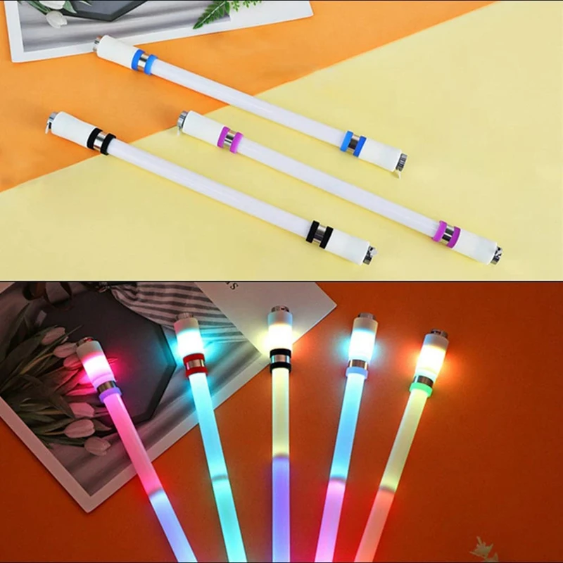 회전 펜, LED 회전 펜, 회전 펜, 낙하 방지 손가락 회전 펜 장난감, 펜 리필 없음, 3 개