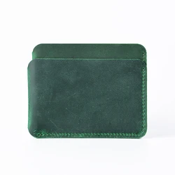 Premium Crazy Horse Leather Card Holder - Timeless Wallet with RFID Protection (Green)
