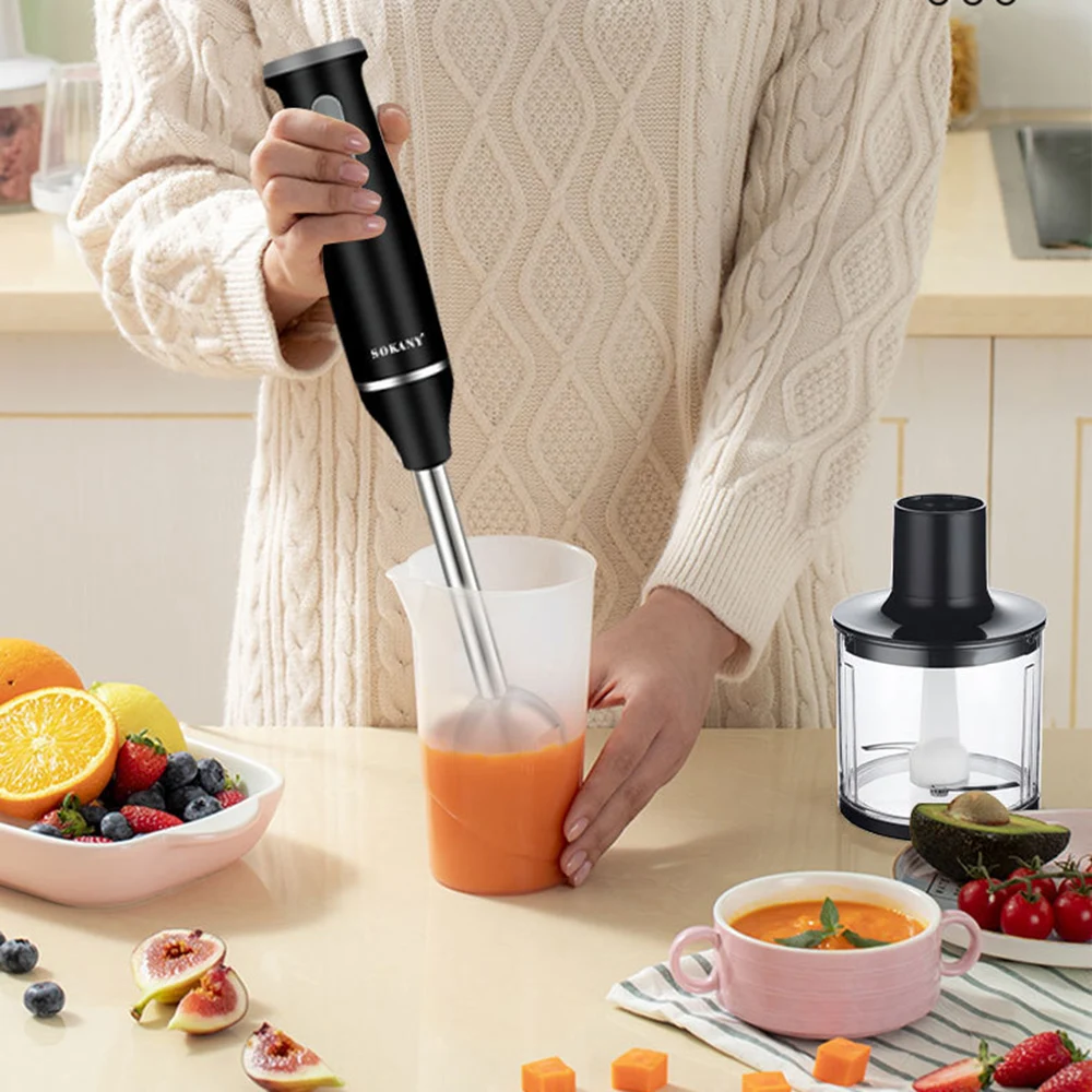 

4-in-1 Handheld Immersion Blender Hand Blender Set with Steel Stick Blender Egg Beater Smoothie Cup Blend Juicers Meat Grinder