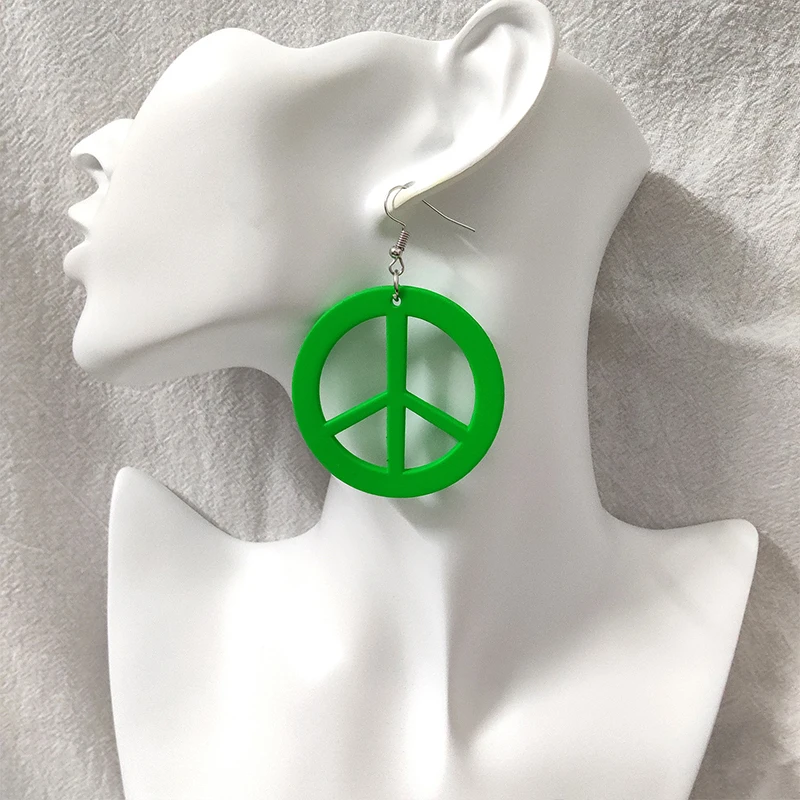 Voikukka Jewelry 2022 New Product Acrylic Pendant Anti War Logo Peace Pattern Fashion Dangle Earrings For Women Gifts 4