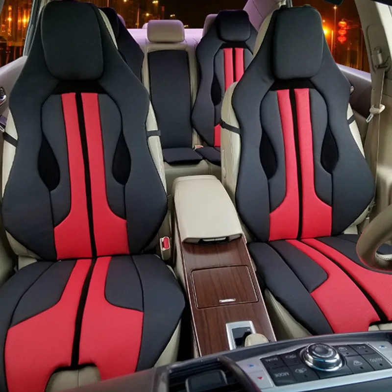 高級車のフロントシート用カバー 1ピース ソフト ユニバーサルシートクッション スポーツ インテリアアクセサリー 赤 青 白 Aliexpress 自動車 バイク