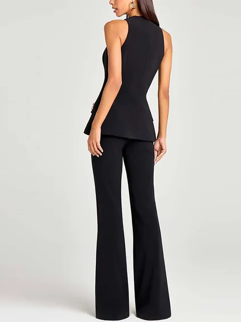 Karina Lapel Single Breasted Pockets Chic Pant Set 3