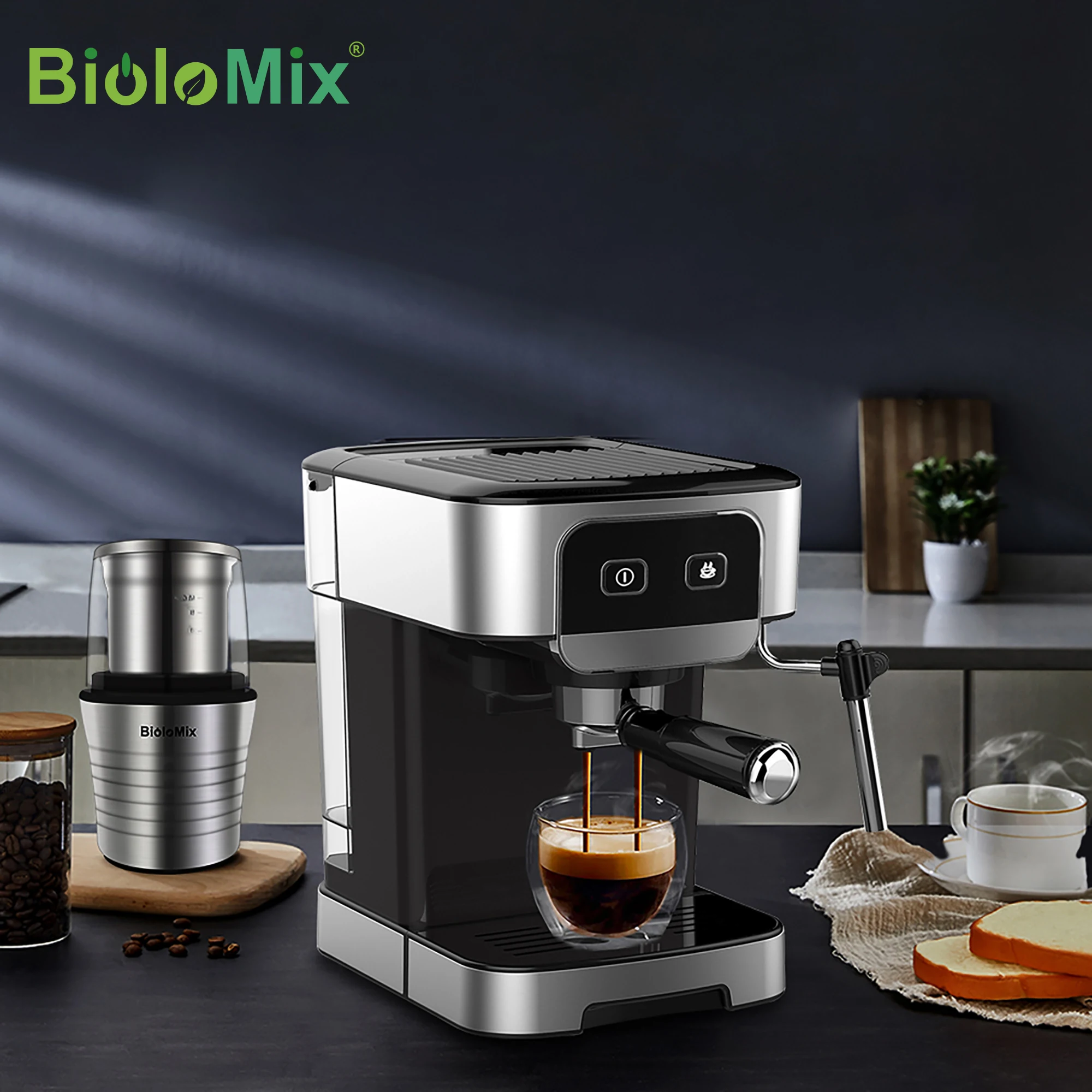 BioloMix20BarEspressoCoffeeMachineInstantPreheatCoffeeMaker