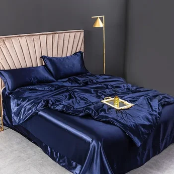 4pcs Pure Silk Bedding Sets High End Quilt Bed Cover Set Duvet Cover Bedsheet Pillowcases Natural Luxury Bedcloth Sets 1