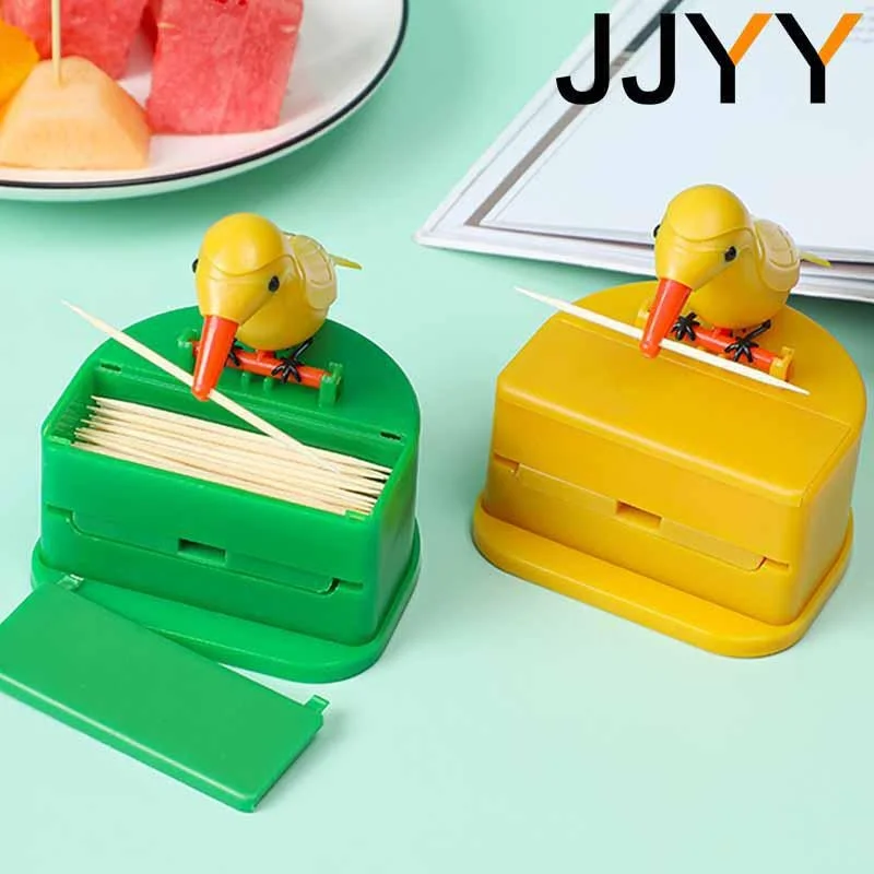 JJYY Detachable Toothpick Storage Box Bird Toothpick Box Dispenser Automatic Push-type Toothpick Holder Table Decoration Holder