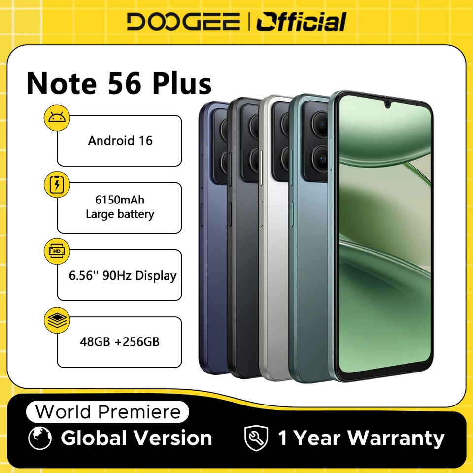グローバル版 DOOGEE Note56 Plus スマートフォン Android 16 48GB+