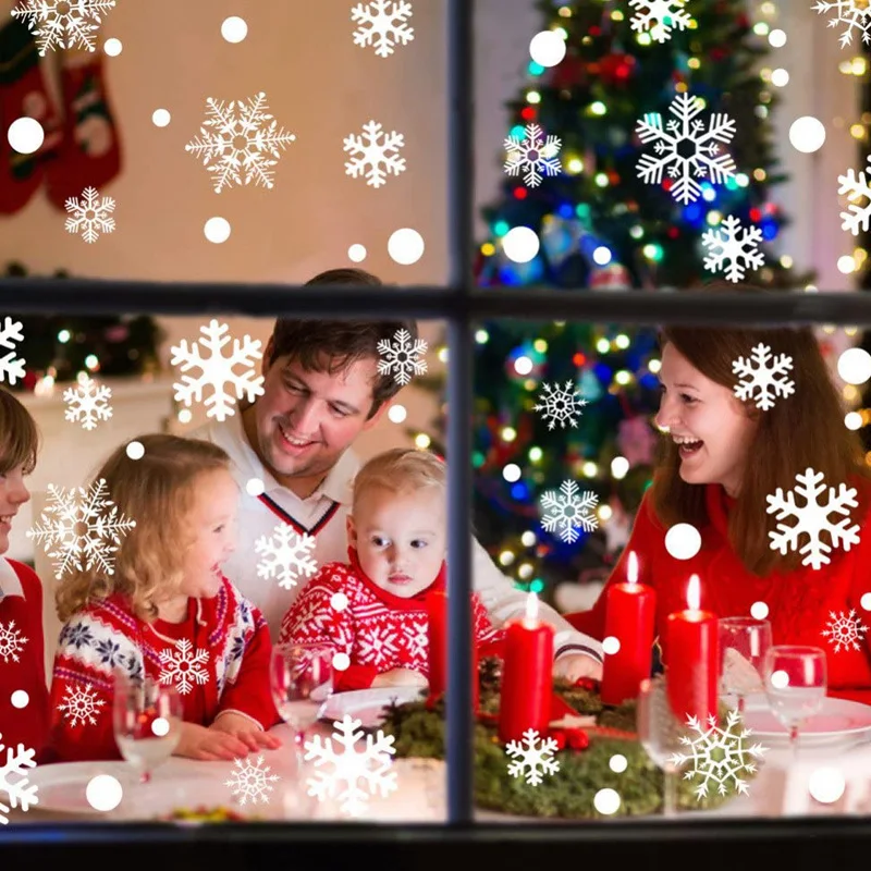 36pcs/lot White Snowflake Christmas Wall Stickers Glass Window Sticker Christmas Decorations for Home New Year Gift Navidad 2024 2
