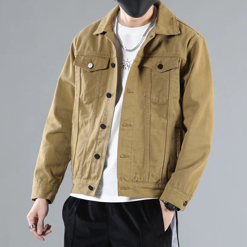 2023 new denim coat men's spring and autumn loose casual Korean version of the trend handsome men on clothes tide brand jacket