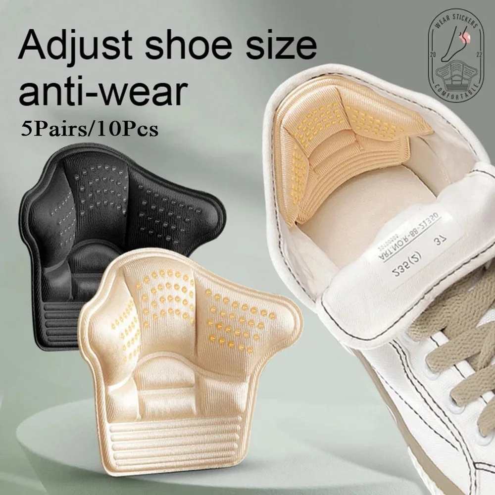 

5 Pairs/10 Pcs Heel Insoles Stickers Wear-resistant Heel Protectors Sself-adhesive Insoles Stickers Shrinking Size Shoes Cushion