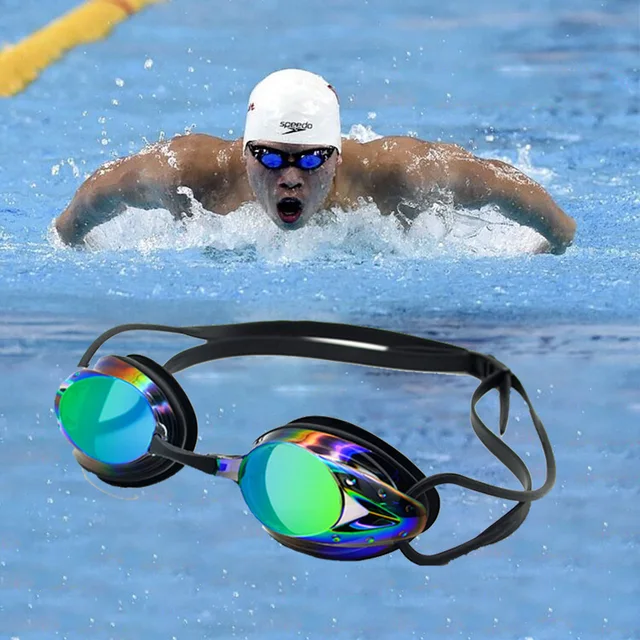 Professional Swimming Goggles Men Women Waterproof Anti-fog Cool Silver Plated Swim Glasses Comfortable Diving Pool Accessories 4