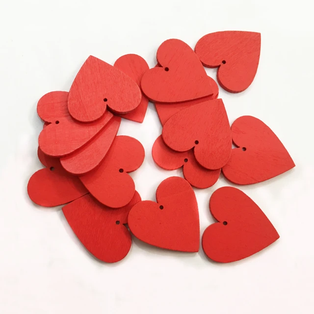 10 Pieces Small Wooden Hearts Embellishment Scrapbooking Craft with Hole  DIY Wind Chimes Hanging Tags Wedding Party
