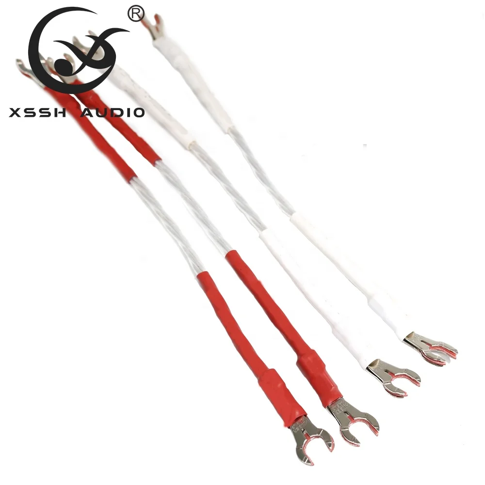 4Pcs 20Cm 0.2M Bridge Lines Yivo Xssh Audio Fai Da Te Bi-Wire 8 Core Silver Core Y Spade Banana Plug Jumper Speaker Bi Cord Cable Wire