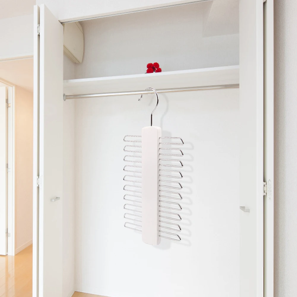 Wooden Tie Rack Space Saving Belt Storage Hanger Multifunctional Necktie Organizer for Ties Belt Scarf Organize