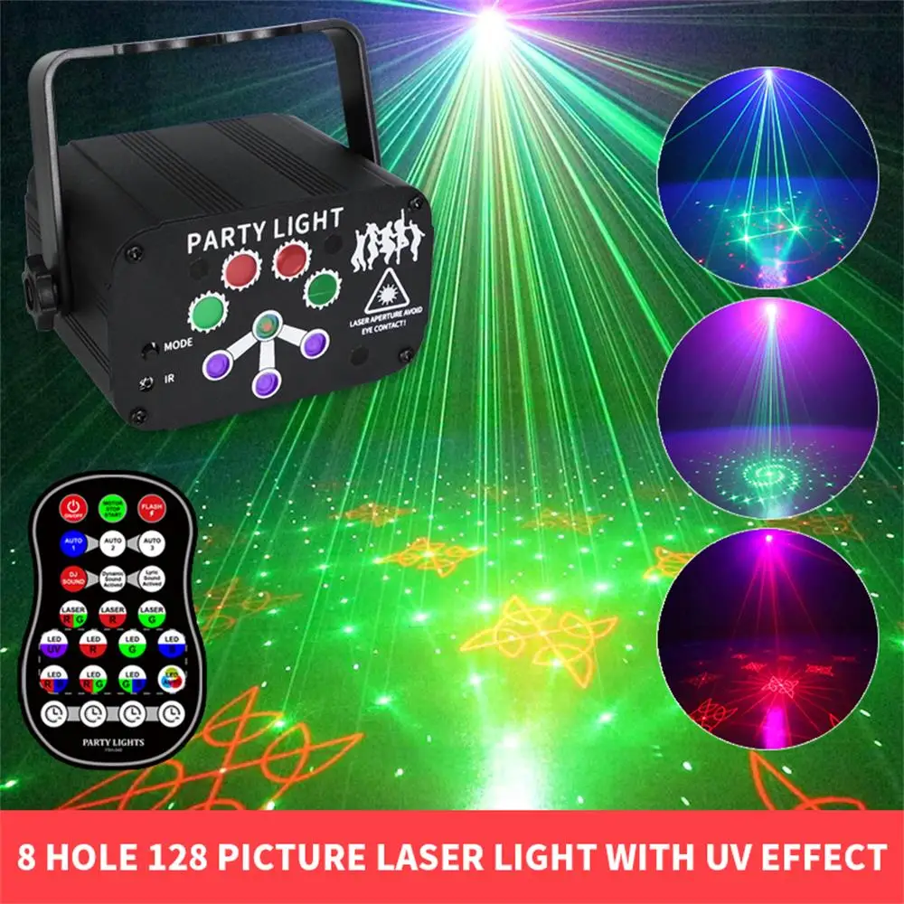 

New RGB Mini DJ Disco Laser Light Projector USB Rechargeable LED UV Sound Strobe Stage Effect Wedding Xmas Holiday Party Lamp