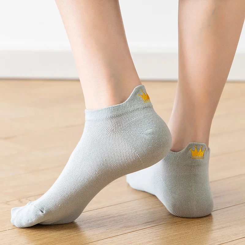 5 Paar Damensocken, Harajuku, niedliche Stickerei, Baumwolle, Knöchelsocken, Krone, Kawaii, Bonbonfarben, Frühling, Sommer, atmungsaktiv, kurze Socken – Detail 10