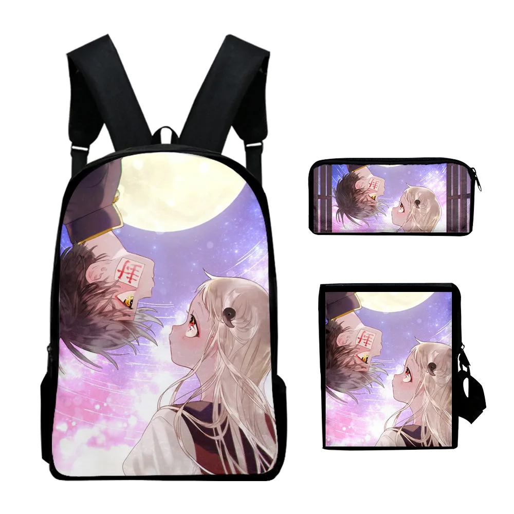 Hip Hop Youthful Toilet-bound Hanako-kun 3D Print 3pcs/Set Student Travel bags Laptop Daypack Backpack Shoulder Bag Pencil Case