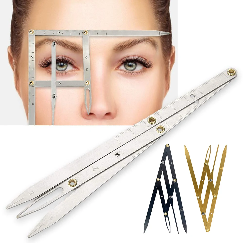 1Pc Stainless Steel Golden Mean Calipers Eyebrow Ruler Permanent Makeup ...