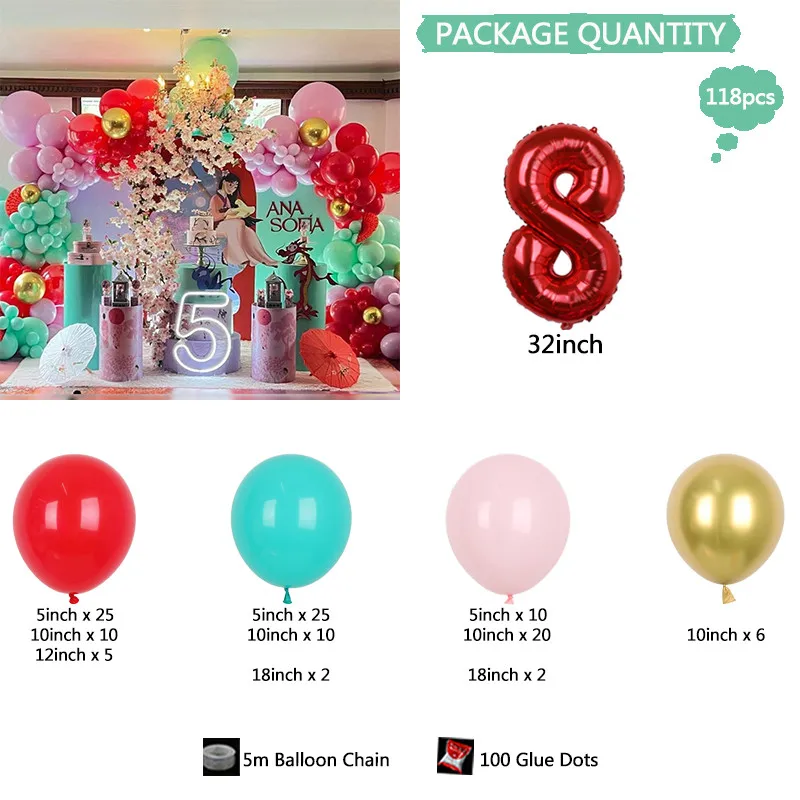 Set, balões de látex, Baby Girl, 1-9th