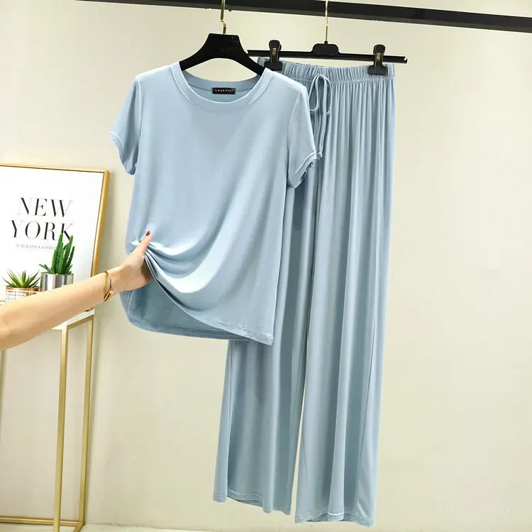 Korean Short Sleeve Sleepwear Set Comfort Modal Women's Pajamas Home Wear Clothing Suit Pyjama Femme 2 pi&egrave;ces Nightwear Sets women pajamas set women pajama suit
