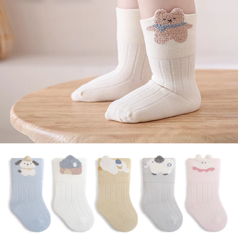 3 Pairs Baby Sock Cartoon Animal Design Children Socks Newborn Infant Socks Thickened Cute Socks For Babies