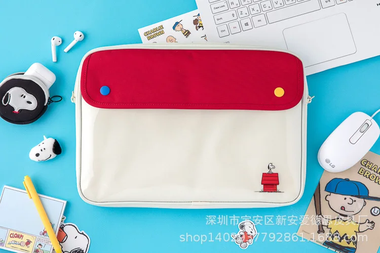 Snoopy Transparent laptop bag female cute pro13/16 liner bag 11 inch handbag storage bag computer bag 2