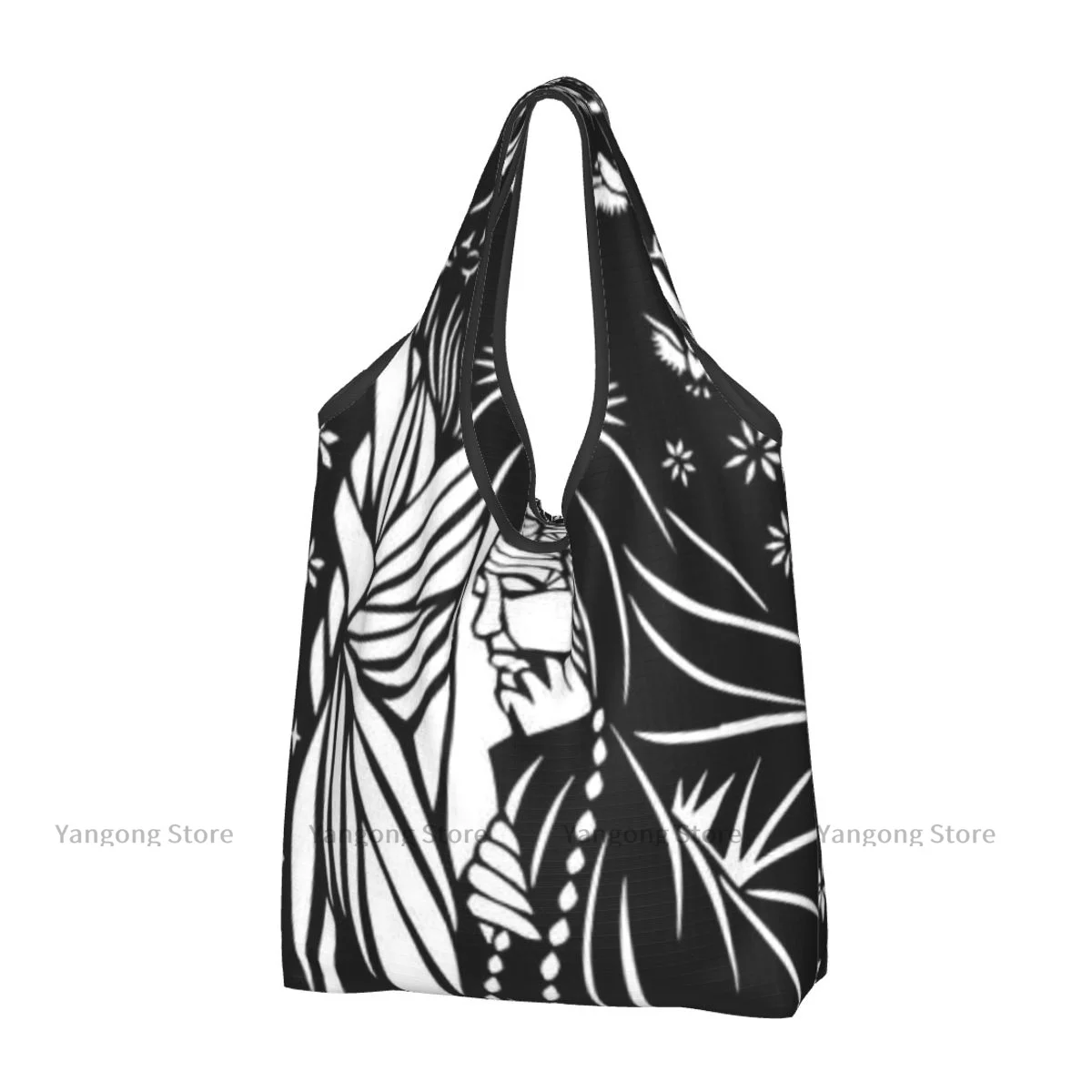 

Foldable Shopping Bag Jesus Tote Folding Pouch Handbag Convenient Travel Grocery Bag