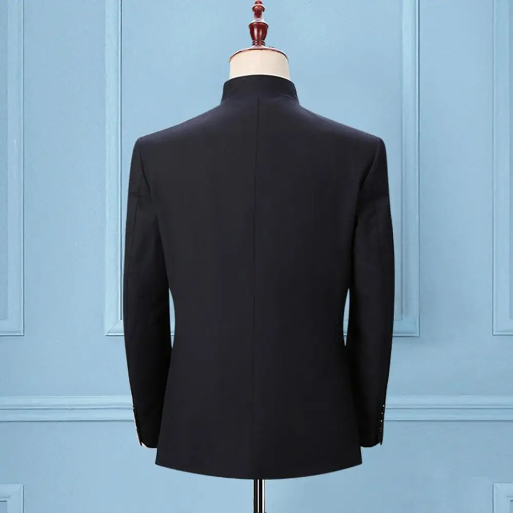 Men Zhongshan Set Chinese Style Stand Collar Wedding Bridesman Dress Suit Single breasted Slim Sets Business Set