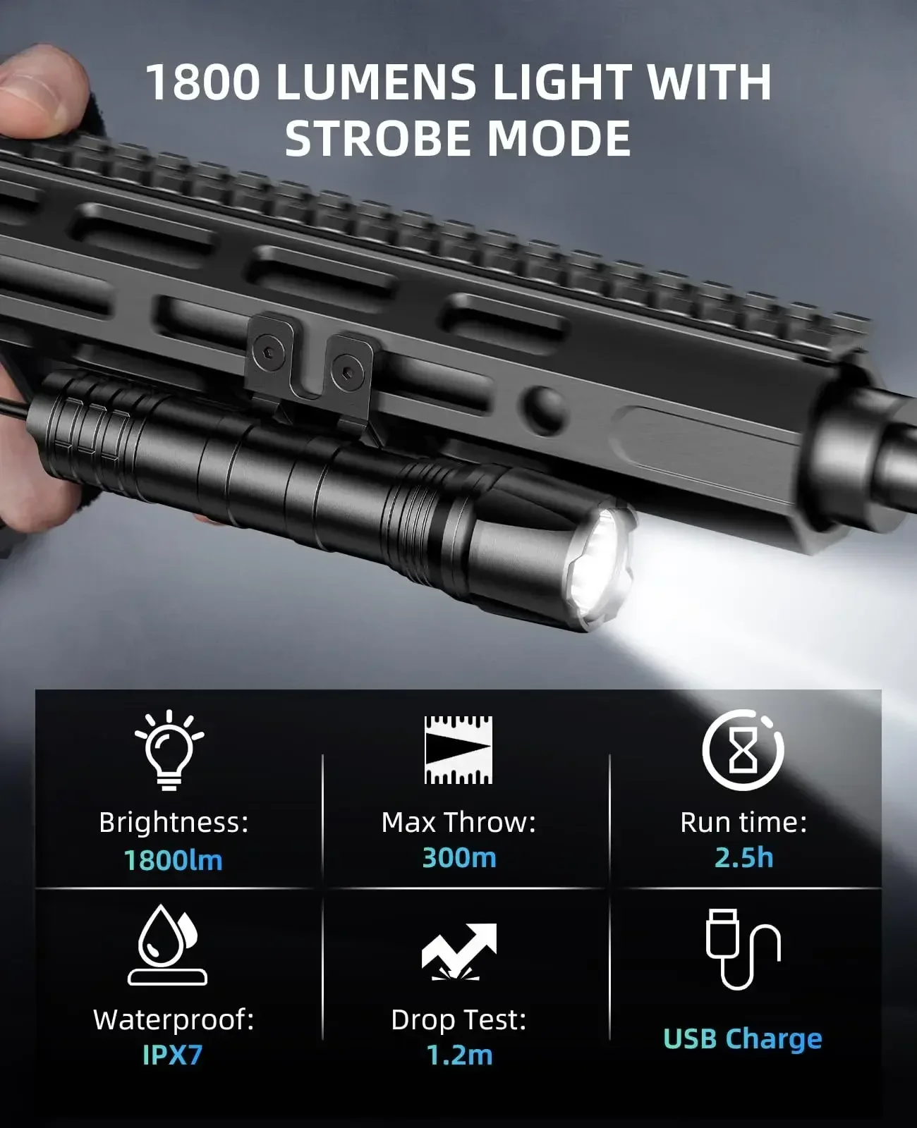 Tactical Rechargeable Flashlight for Hunting Camping