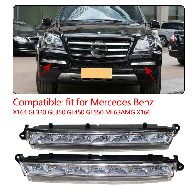 2pcs Front Led Drl Daytime Running Fog Light Lamp For Mercedes Benz