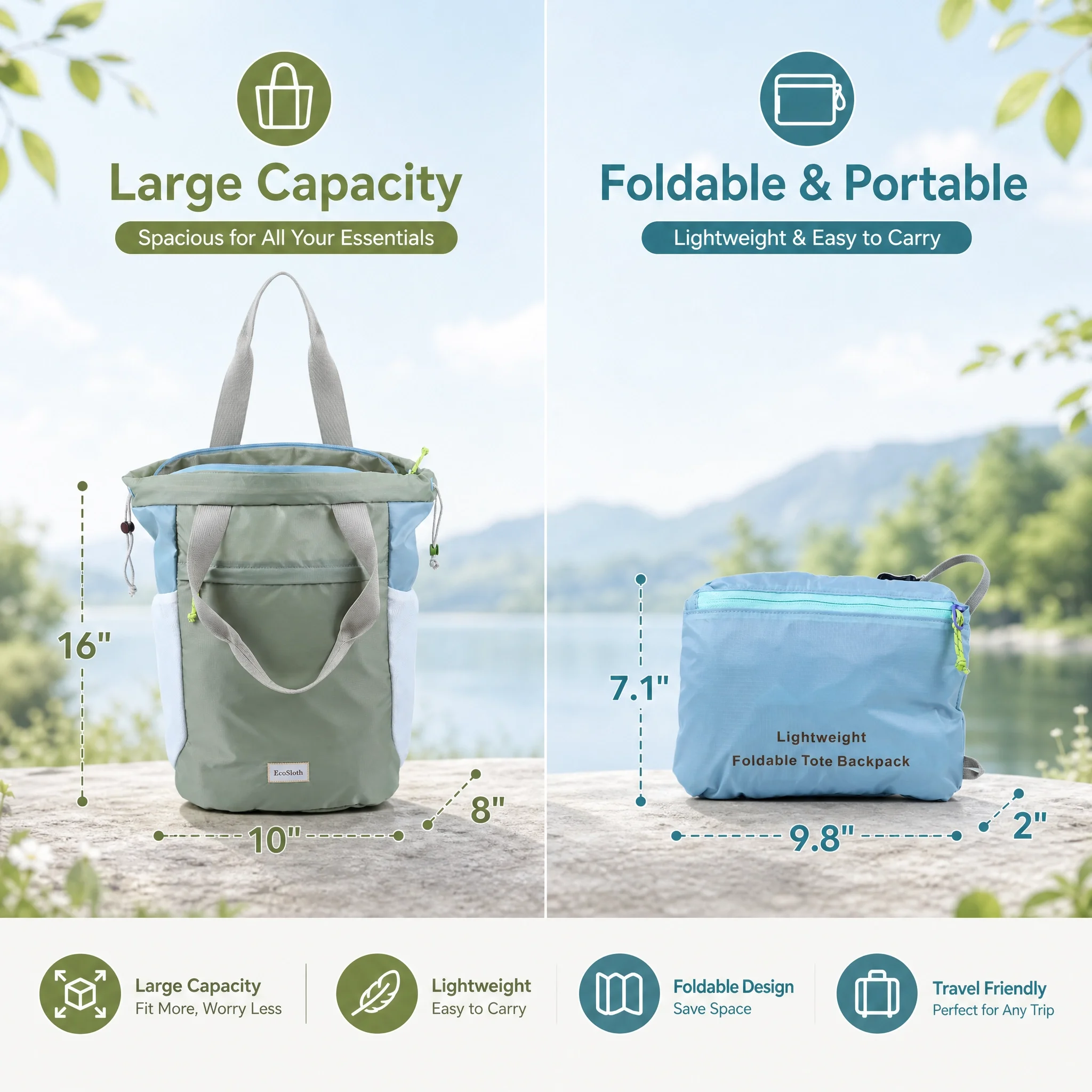 ES Outdoor Travel Backpack for Unisex, Large Capacity Leisure Backpacks For Hiking & Mountaineering, Trendy Foldable Sports Bag 4
