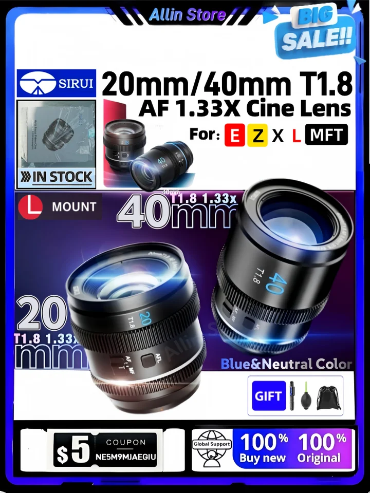 SIRUI 20mm 40mm T1.8 NEW 1.33x S35 AF Anamorphic Lens (for Sony E