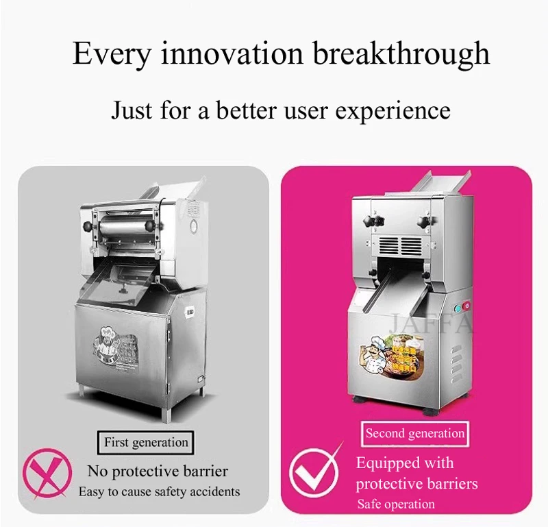 Description Picture 6 of itemNoodle Press Machine Electric Dough Roller Stainless Steel Desktop Pasta Commercial Kneading Dumpling Pasta Maker 220V