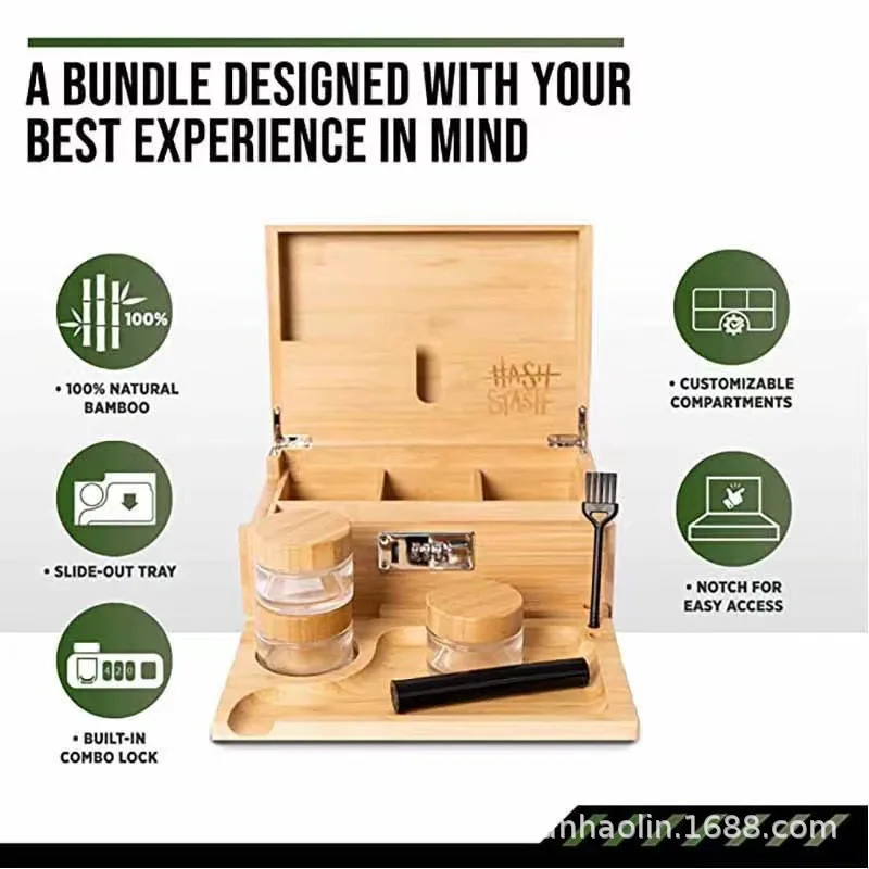 Wooden Tobacco Herb Storage Box Stash Case Cigarette Tray Natural Handmade For Smoking Pipe Accessories 4