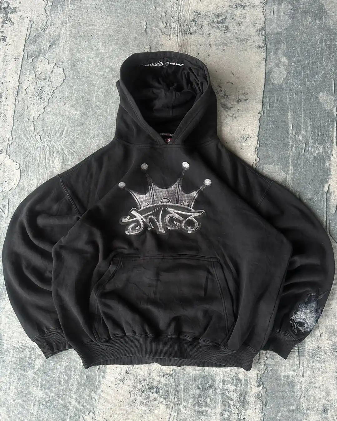 Sudadera con capucha negra holgada informal para hombre y mujer