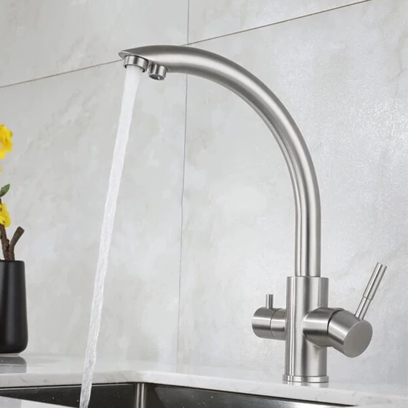 Description Picture 5 of itemDeck Mounted White 3 way Purification Kitchen Faucet Dual Water Outlet Filter Mixer Tap for Kitchen Dual Handle