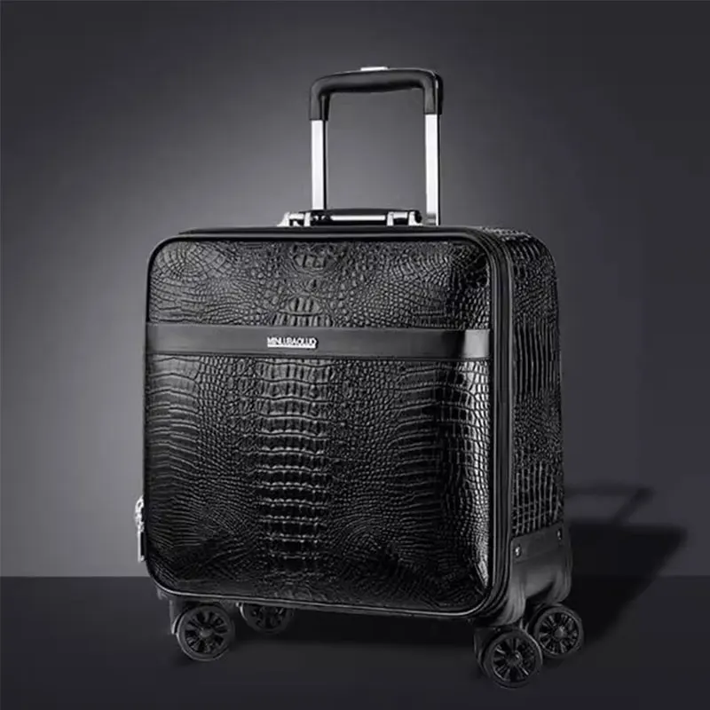 Suitcase New Alligator Print 20 Inch Horizontal Travel Boarding Box 24 Inch Leather Box Men's Business Password Luggage Trunk