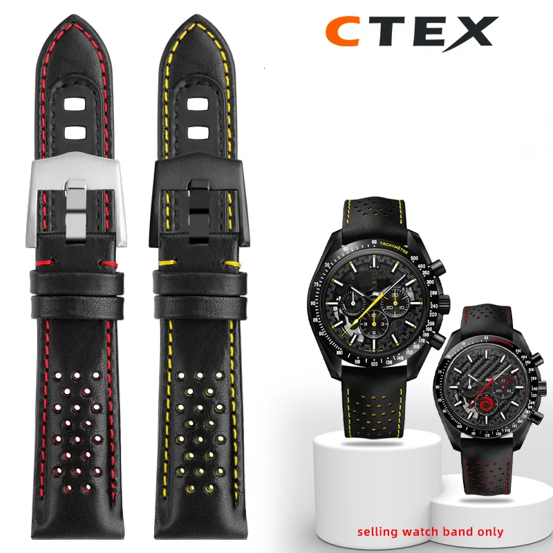 Cinturino In Vera Pelle Adatto Per Cinturino Omega Speedmaster Series 311.92.44 Cinturino Cinturino Da Uomo Accessori Nero 21Mm