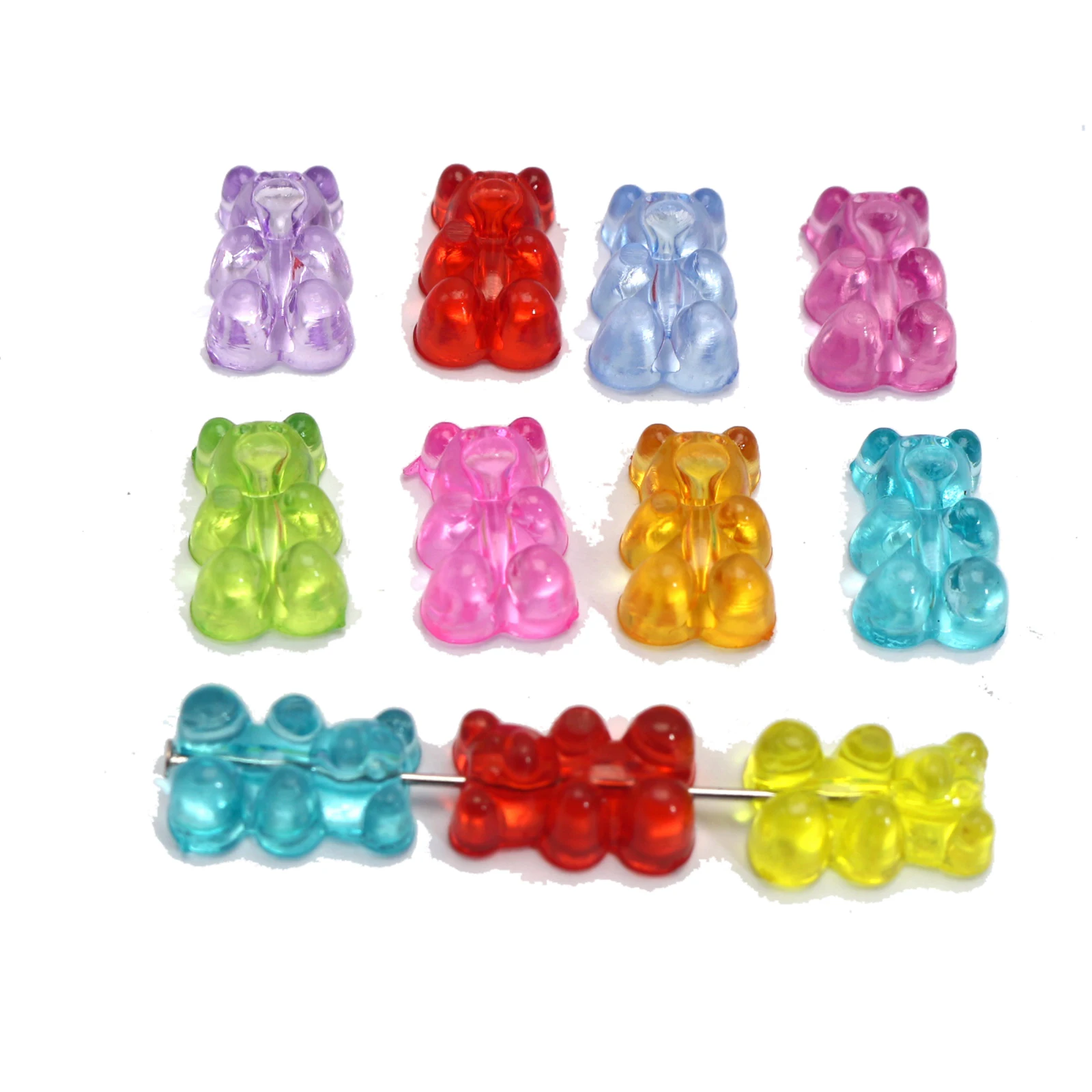 JIHUOO 100 perline colorate gommose da 18 mm in acrilico trasparente Kawaii color caramella distanziatori perline sfuse per bracciali, collane, gioielli, foro verticale