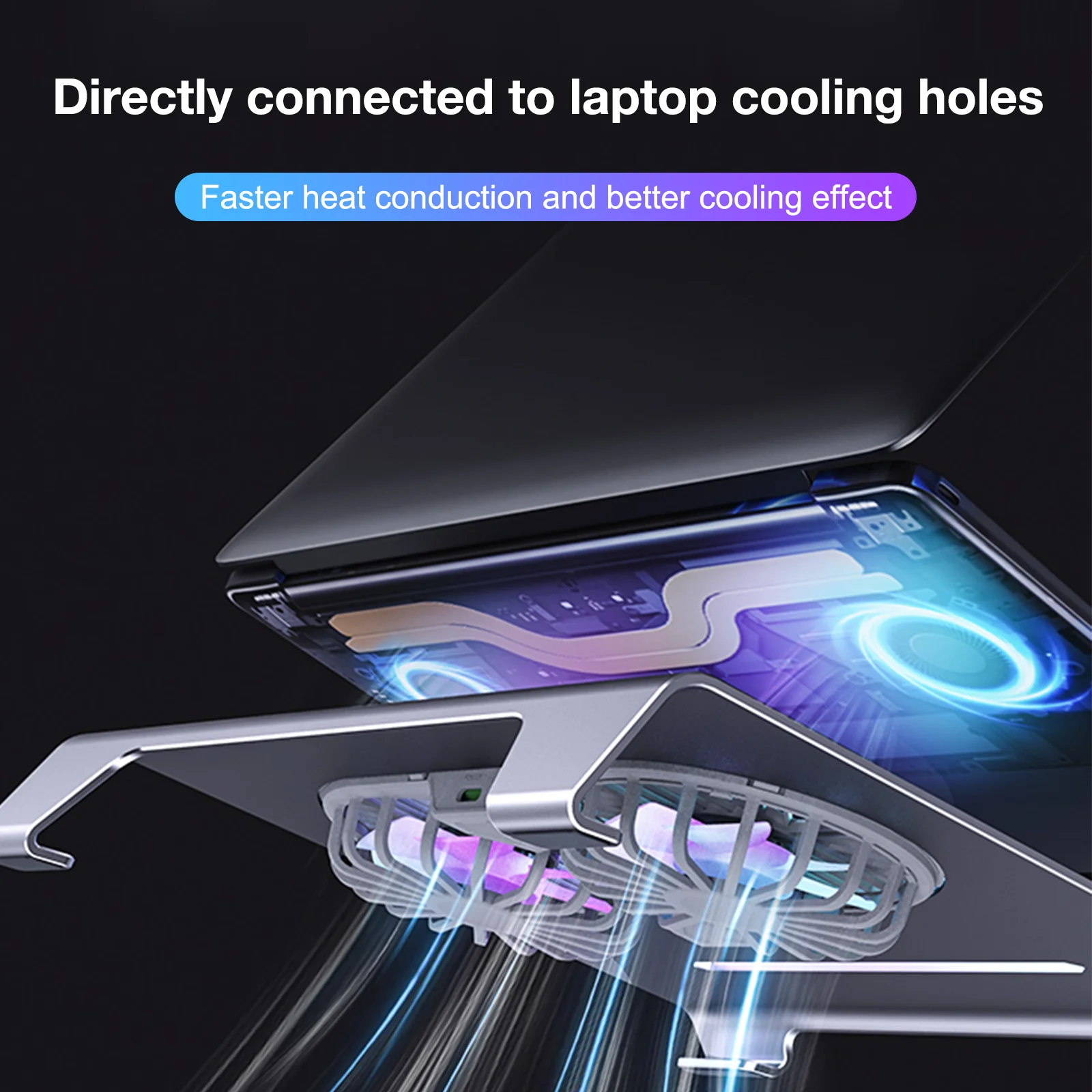 HOWENS Gery 듀얼 고속 팬 알루미늄 합금 스탠드(노트북 쿨러용) 10-15인치 노트북 냉각용 조절식 스탠드 패드